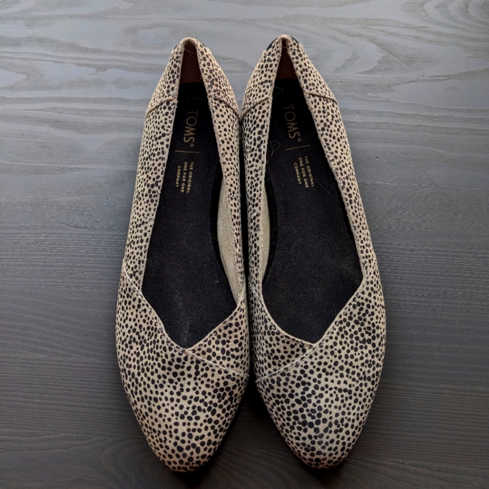 TOMS Women's Black and White Polka Dot Flats